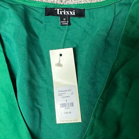 Emerald Green Satin Mini Dress - Picture 2 of 2